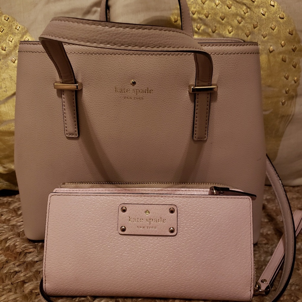 Kate spade medium satchel with blush pink wallet